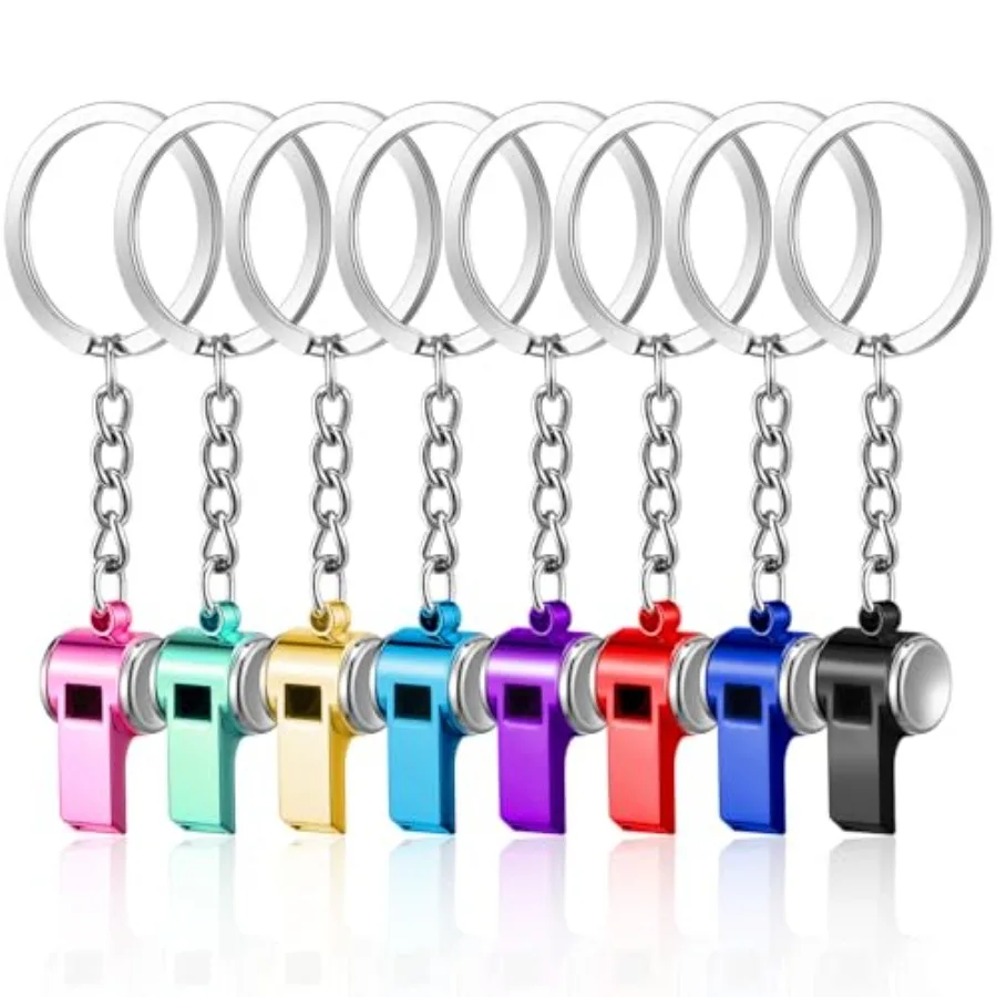 8-delige mult mini stalen fluitjes met sleutelhangers voor coaches cadeau grappige fluitjes bulk schattig luid ideaal voor buitensporten noodgevallen