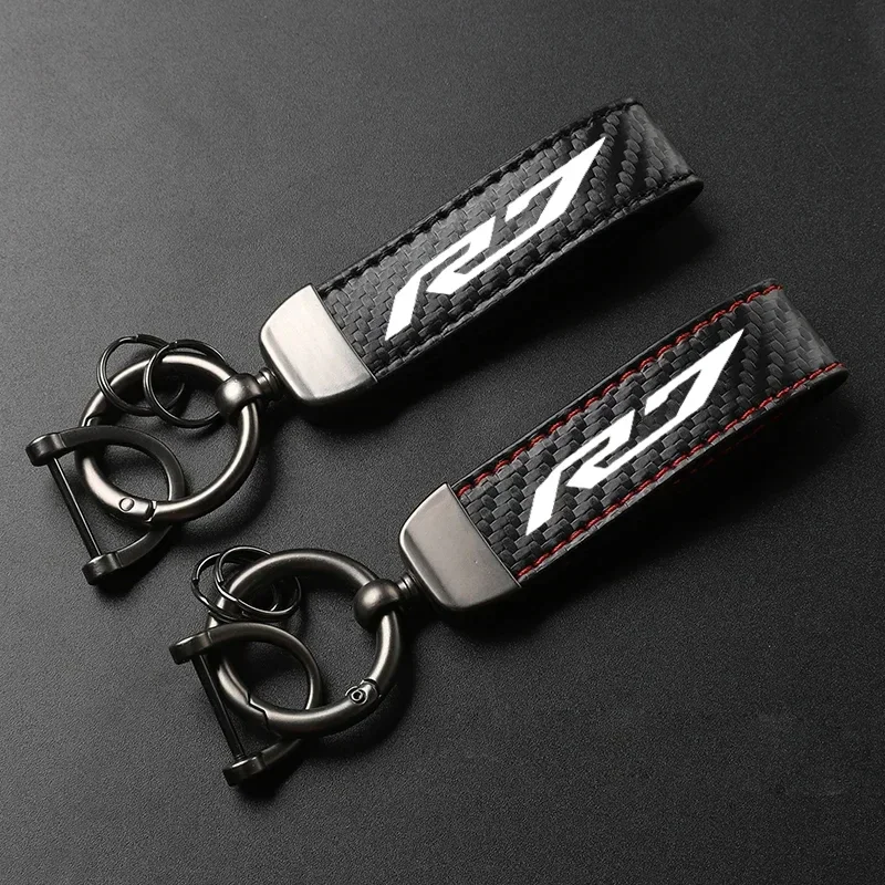 New Motorcycle PU Leather Carbon Fiber Pattern Keychain Accessories For YAMAHA YZF R6 R3 R1 R7 YZFR6 YZFR7 Key ring