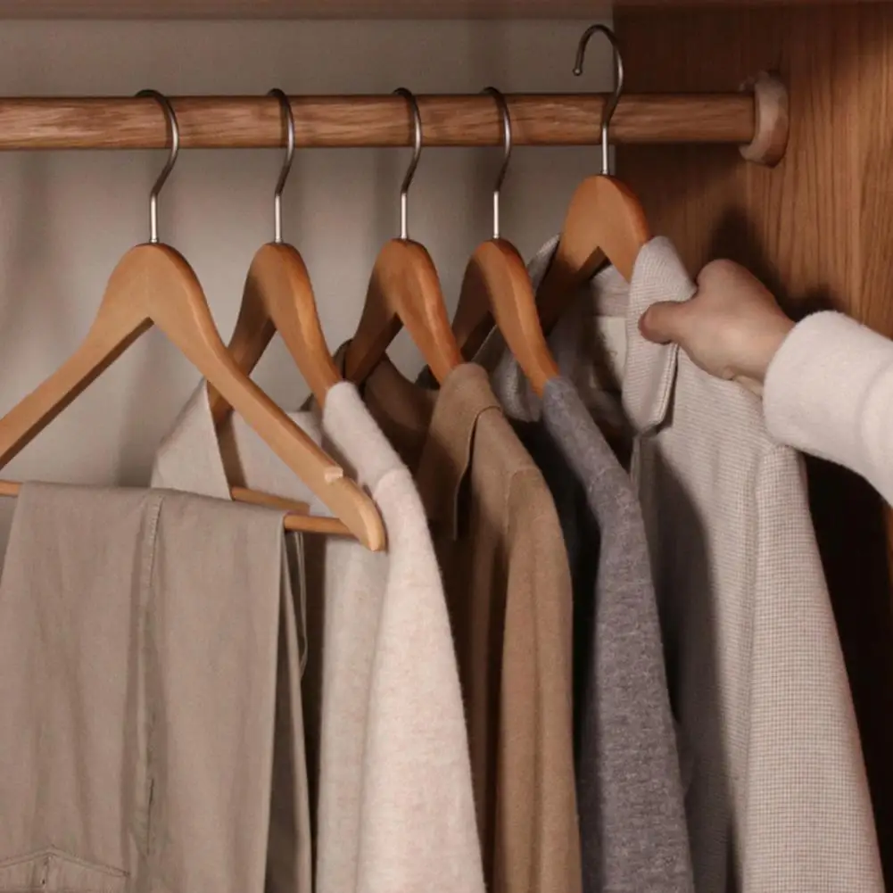 

Вешалка-органайзер для шкафа Прочные деревянные вешалки с металлическими крючками для организации шкафа Прочный набор вешалок для одежды для экономии места