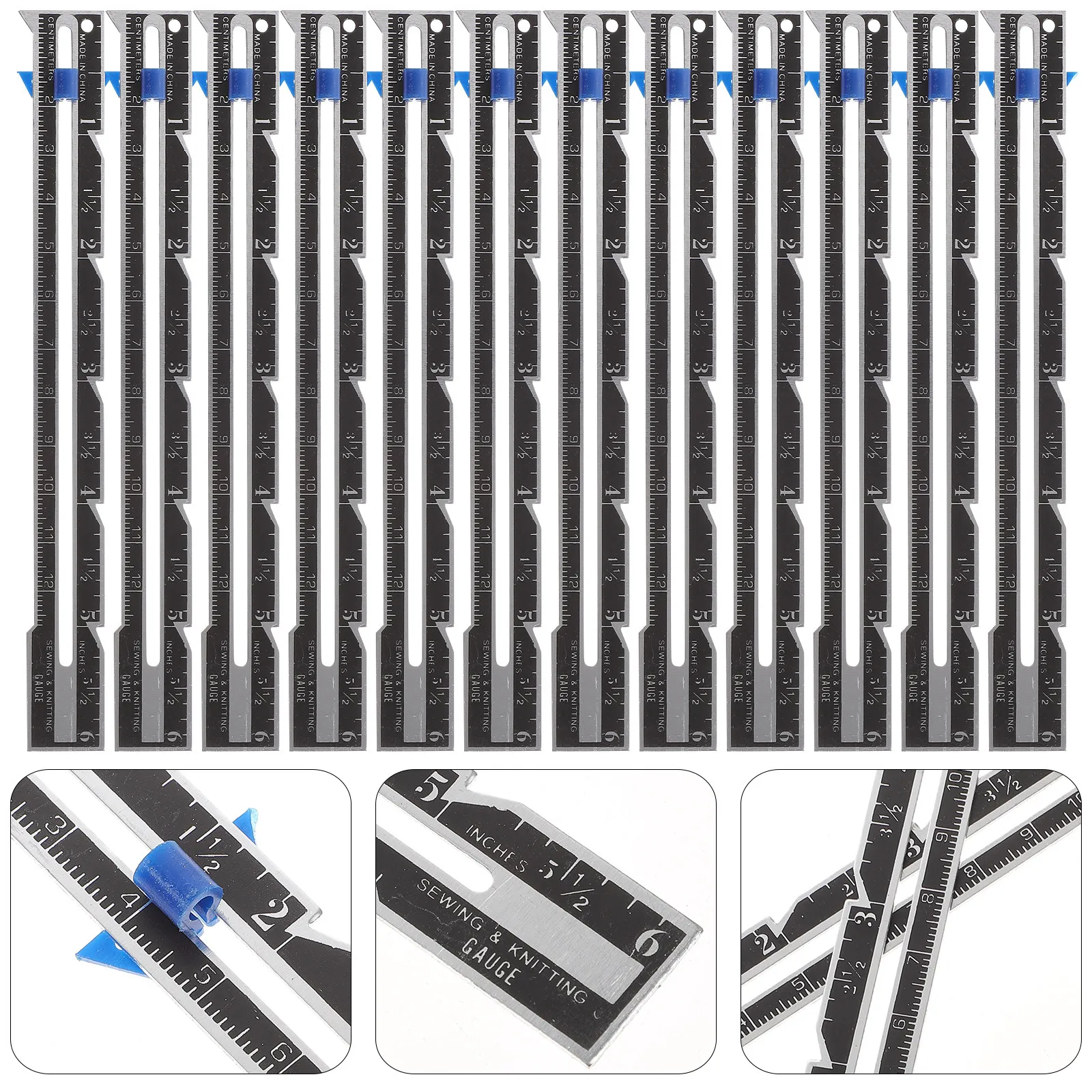 12Pcs Quilting Sewing Gauge Sliding Button Seam Ruler Fabric Measuring Crafts Supplies for Beginner Knitting DIY Sewing view 2