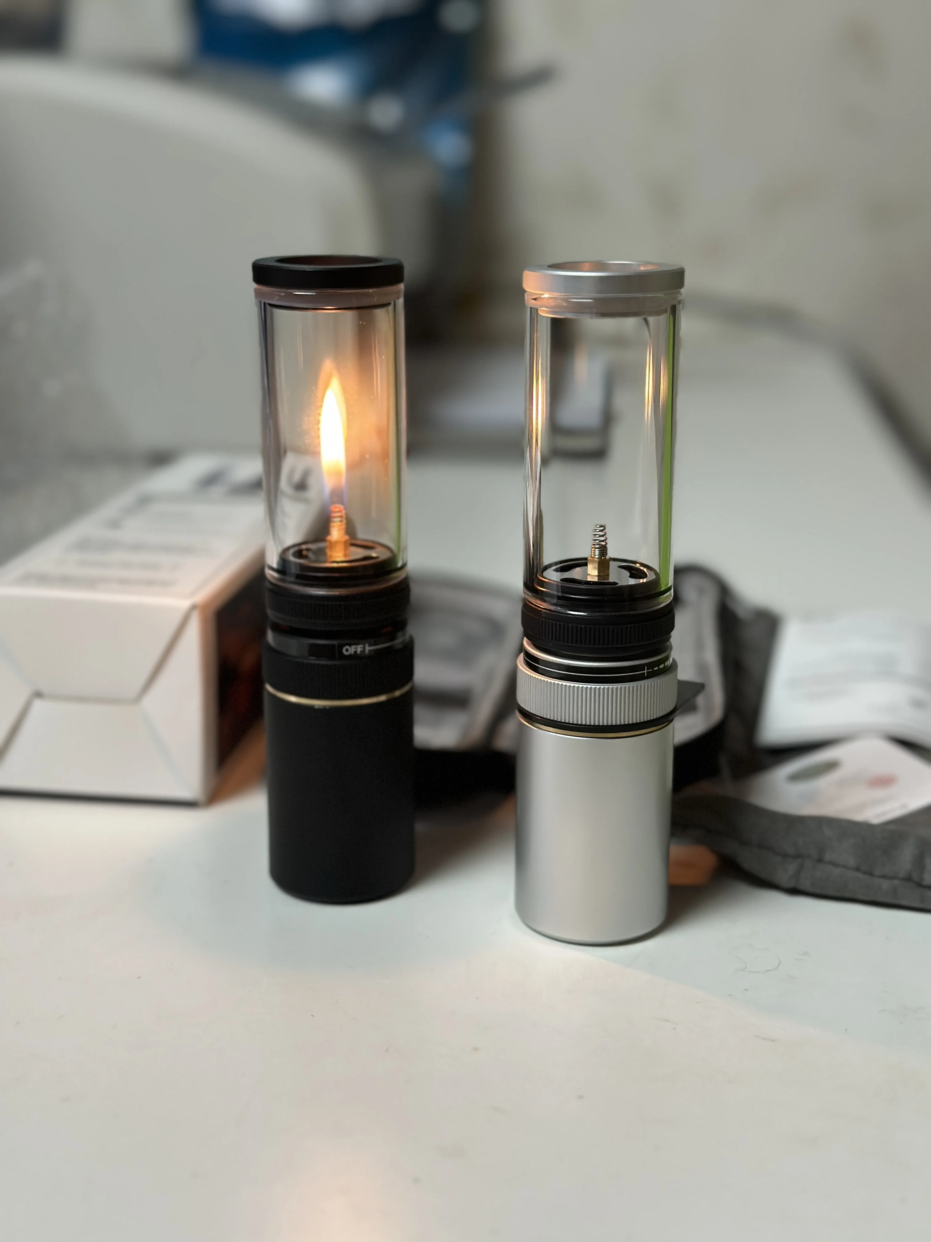 

Campings Gas Lantern with LED Light Source Gas Candle for Outdoors Adventure