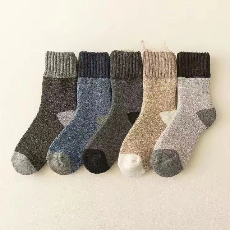 

5Pairs Lot Winter Thicken Wool Socks Men's High Quality Towel Keep Warm Sock Cotton Christmas Gift Socks for Male Thermal 38-45