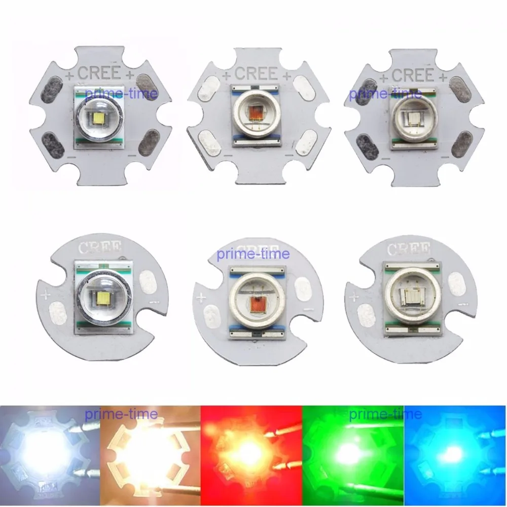 10 SZTUK XR-E Ciepła biel Czerwony Niebieski Zielony Żółty Światło LED dużej mocy XRE Q5 16 mm lub 20 mm PCB do części latarki Światło punktowe