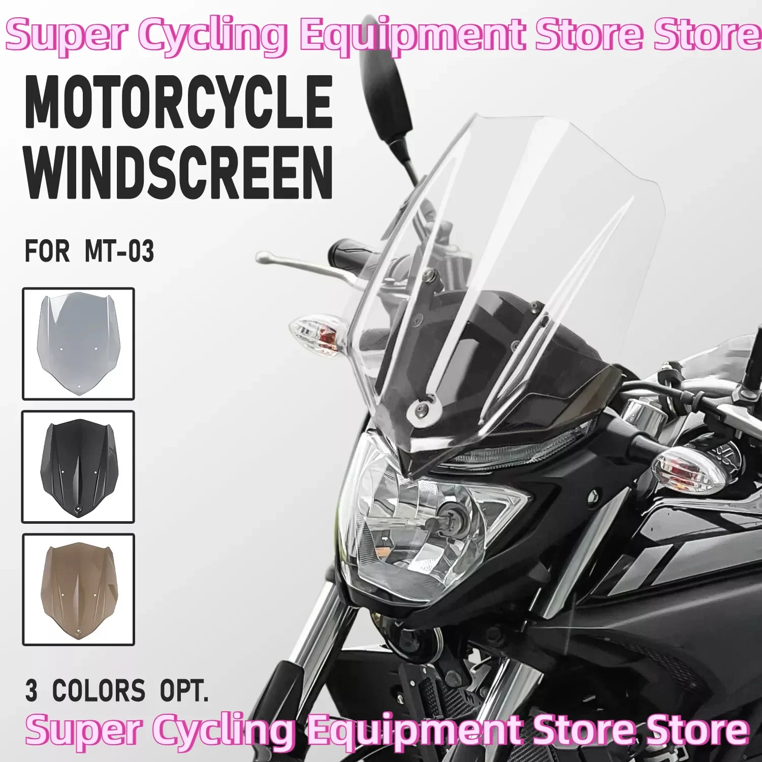 For Yamaha MT03 MT-03 2016 2017 2018 2019 Sport Touring Windshield Windscreen Shield Screen With Mounting Bracket Accessories