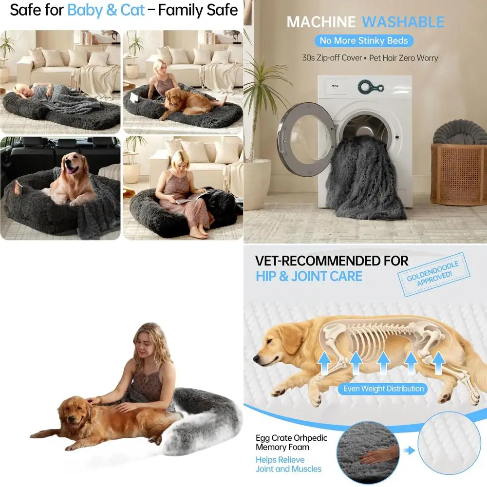 

Ортопедическая кровать для собак из пены с эффектом памяти, большой складной диван для домашних животных, моющийся диван со съемным чехлом, 74,8x43,3x11,81