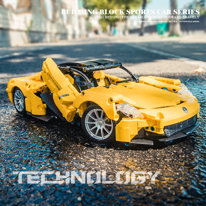 

Технический желтый 1:14 городский супер гоночный автомобиль, строительные блоки, модель спортивного автомобиля, сборка автомобиля, кирпичные игрушки, подарок для детей и взрослых