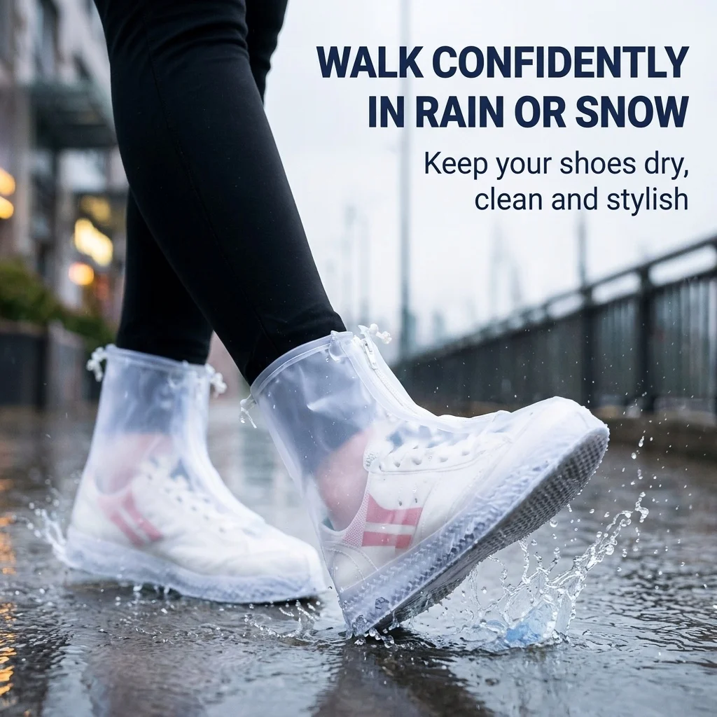Shoes Cover Rain Waterproof Quality Thick Shoes Protectors Rain Boots PVC Non-Slip Rainy Shoe Cover Adult Kids Water Proof Shoes