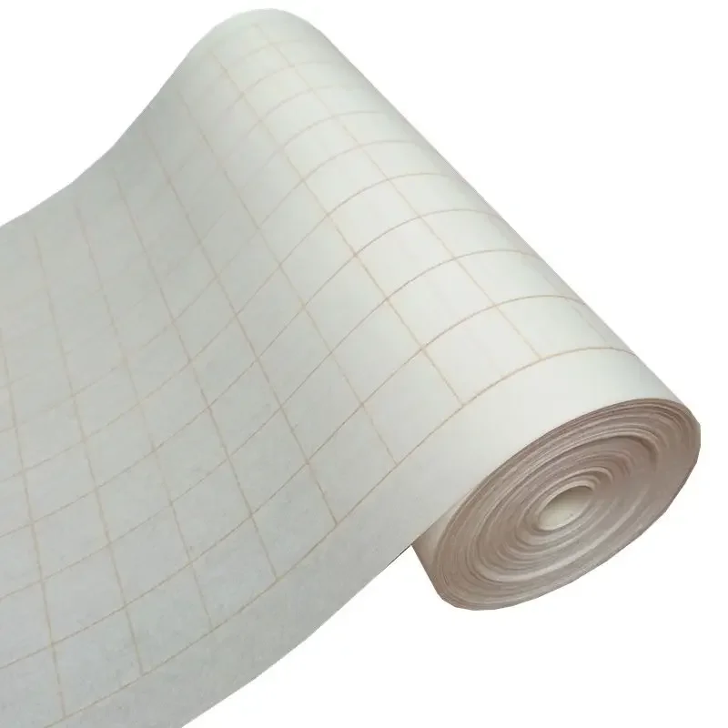 Long Rolling Half Ripe Xuan Paper White Writing Brush Practice Calligraphy Papier Gold Line Grid Xuan Paper for Students
