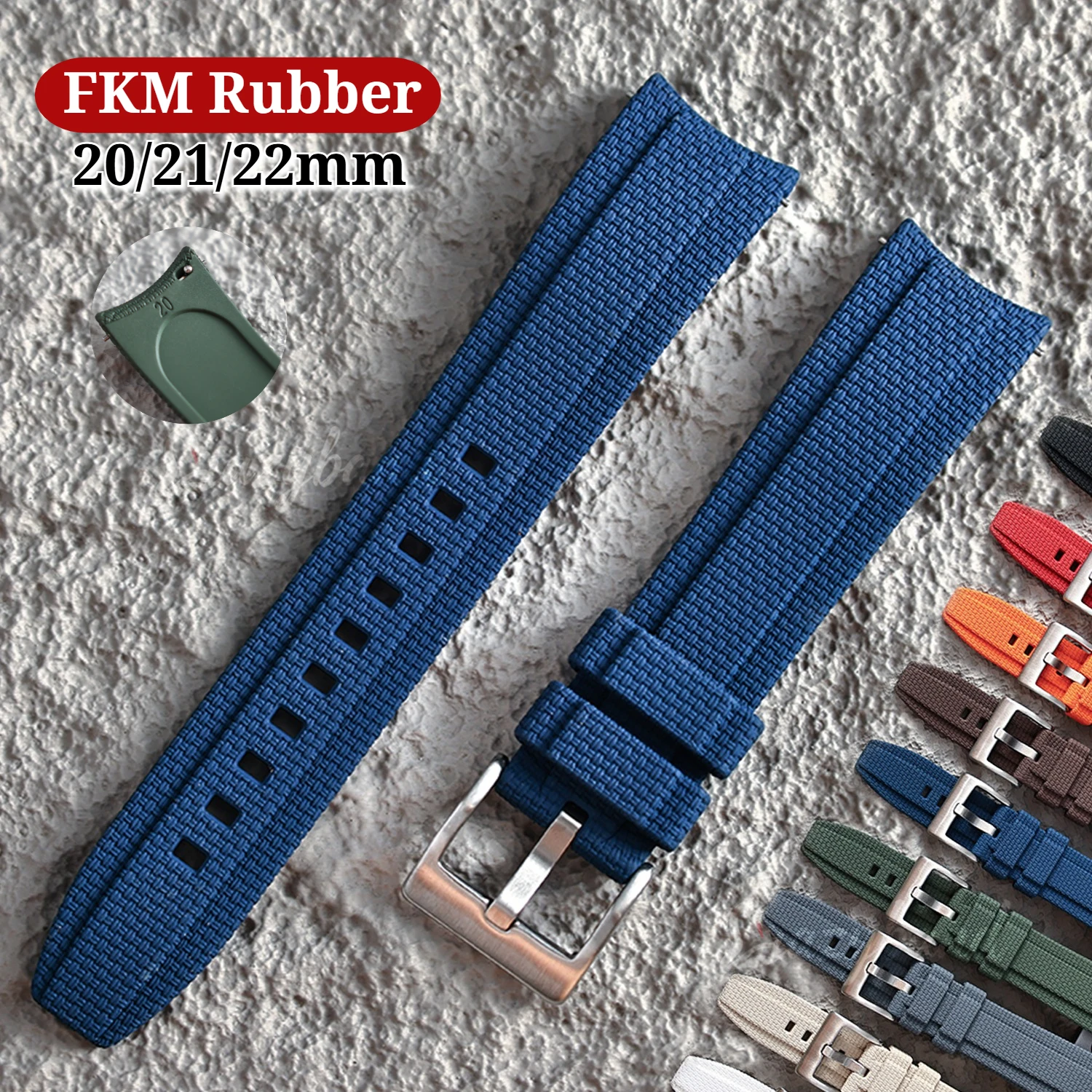 FKM Gummi-Uhrenarmband 20mm 21mm 22mm Universelles Bogenendband für Seiko für Rolex Armband Schnellverschluss Sport Wasserdichtes Armband