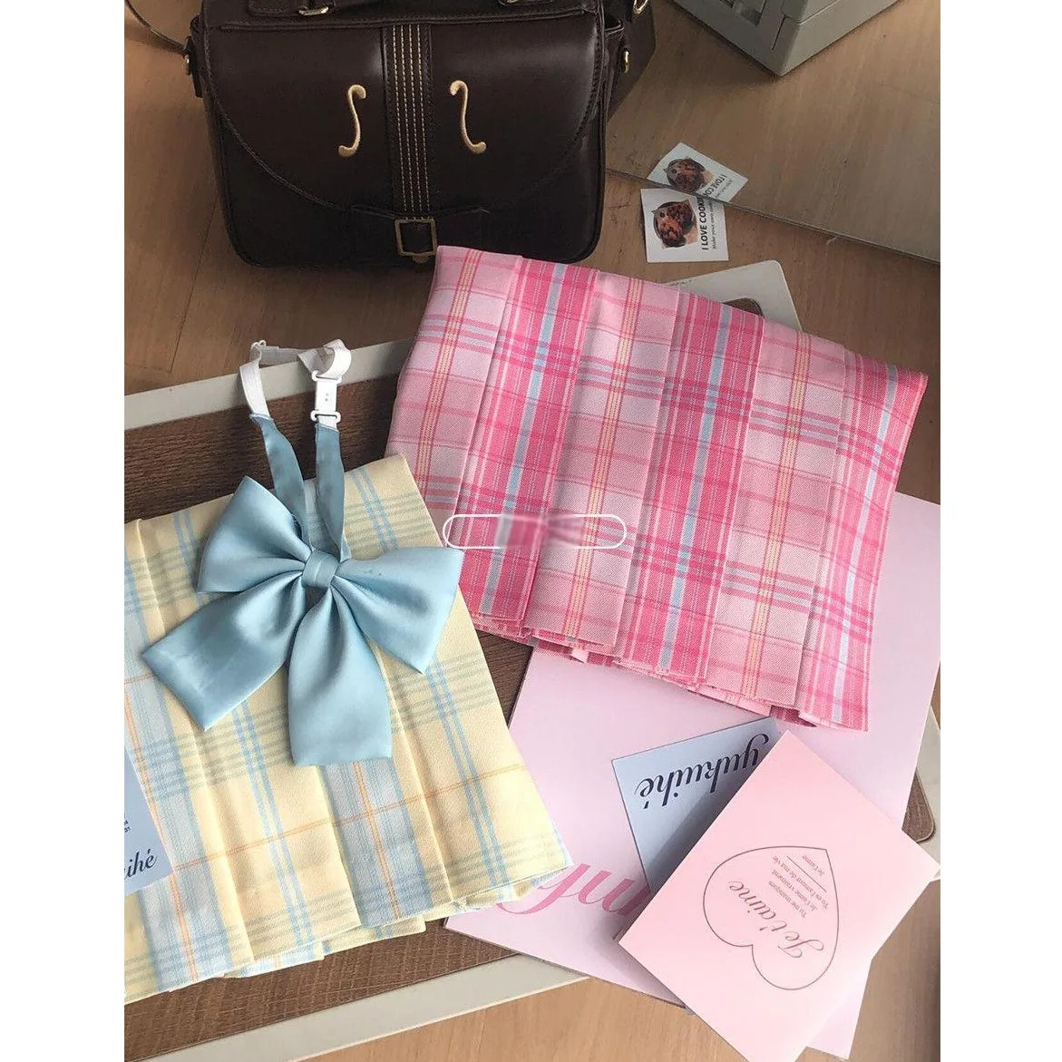 

Original plus Size Japanese School Uniform Style Pleated Skirt Sweet Plaid Skirt Fat MM Spring Summer New Arrival