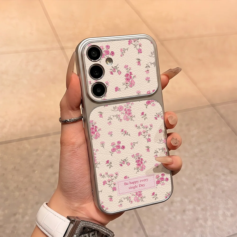 Lanyard Flowers Phone Case For Samsung S26 Ultra S25 S23 S24 A55 A56 5G A57 A16 A37 A17 A54 A53 A36 A06 A07 A26 Leather Cover