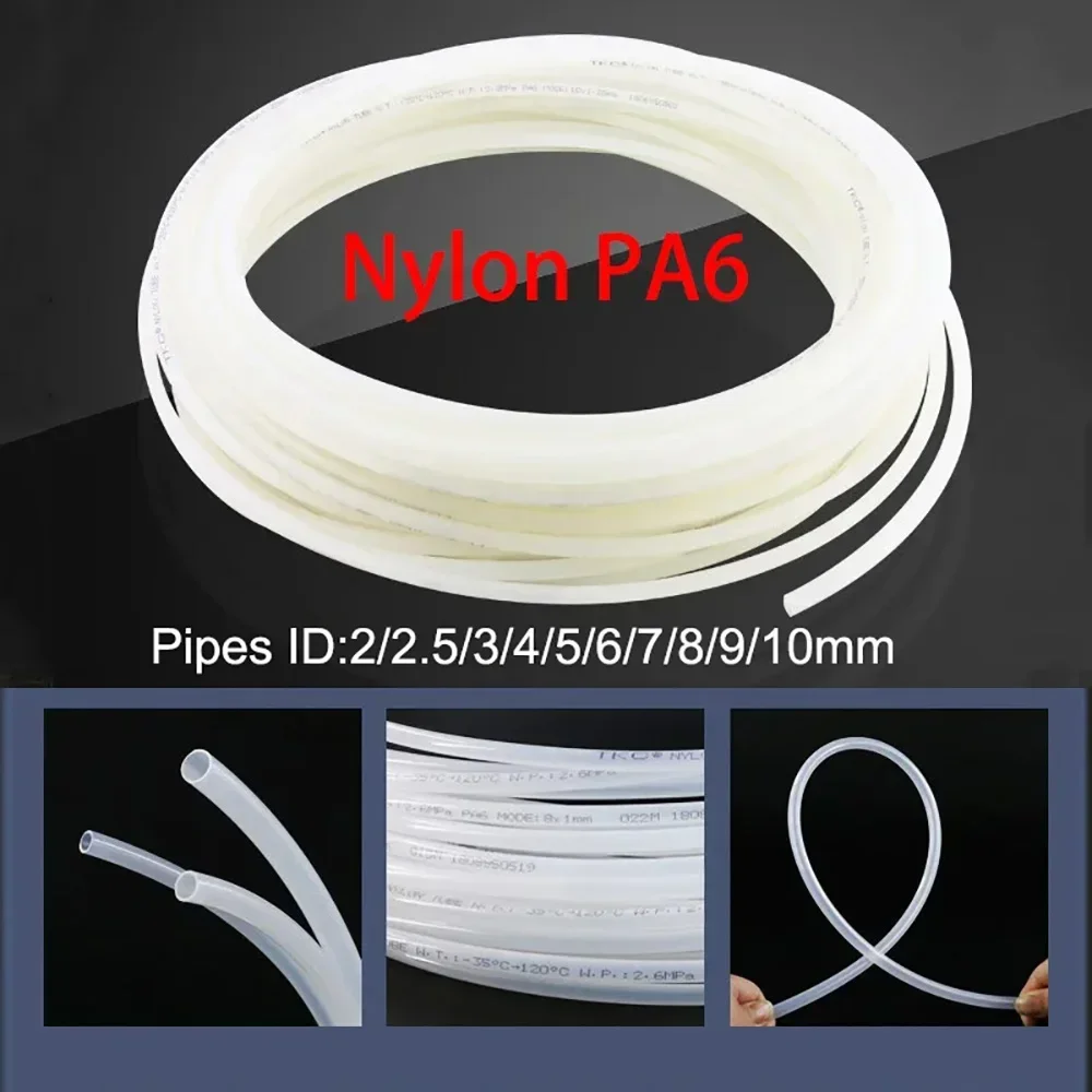 1/2/5M Pneumatic PA Nylon Polyamide Tube Air Hose Pipe Plastic Tubing Hose PA High Pressure Oil And Water Pipes ID 2mm To 10mm