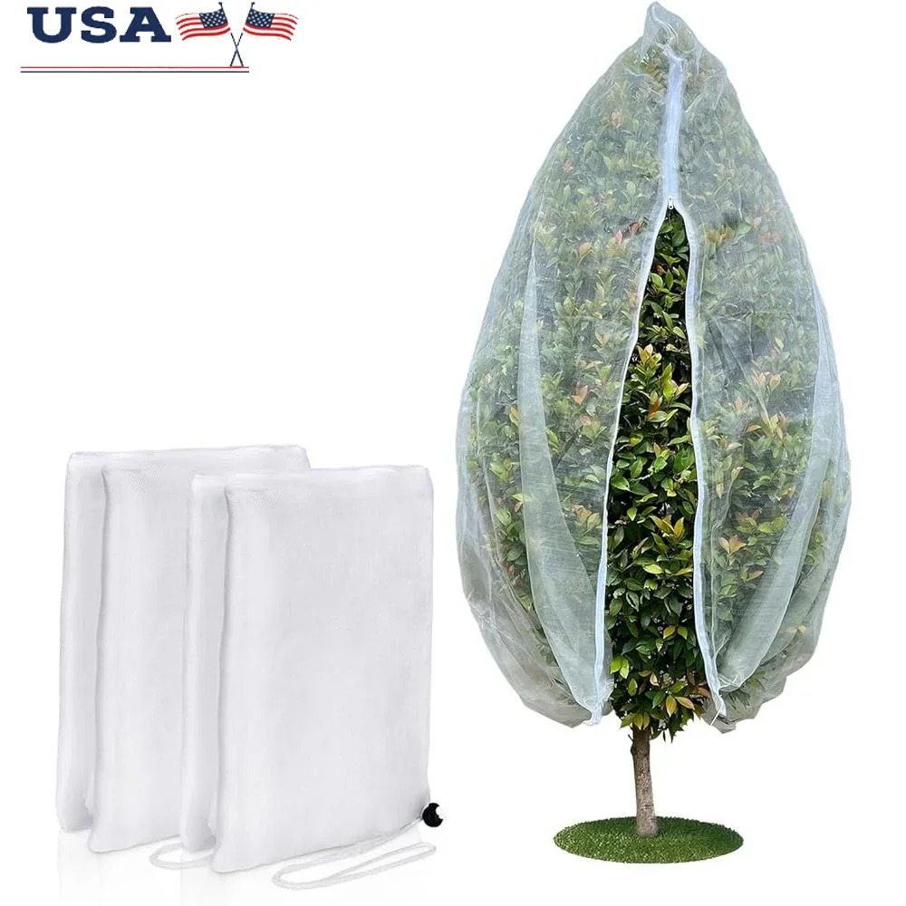 Fruit Tree Netting Cover with Zipper and Drawstring Insect Bird Barrier Protection Garden Mesh Lightweight Durable Reusable 2