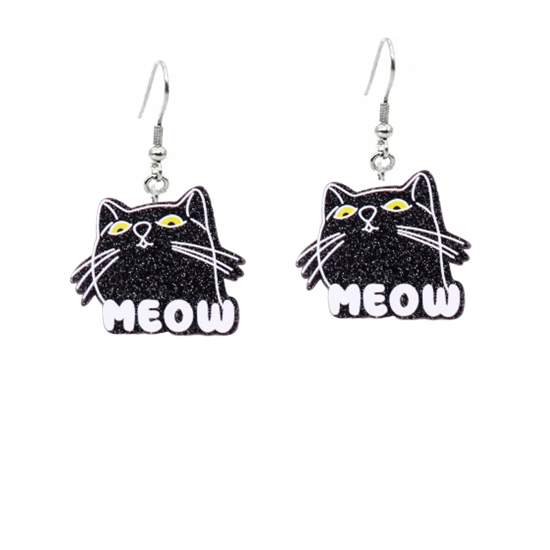 Glitter Christmas Hat Frog Acrylic Earrings For Women Flat Back Neuro Nurse Black Meow Cat Charm Dangle Earring Jewelry