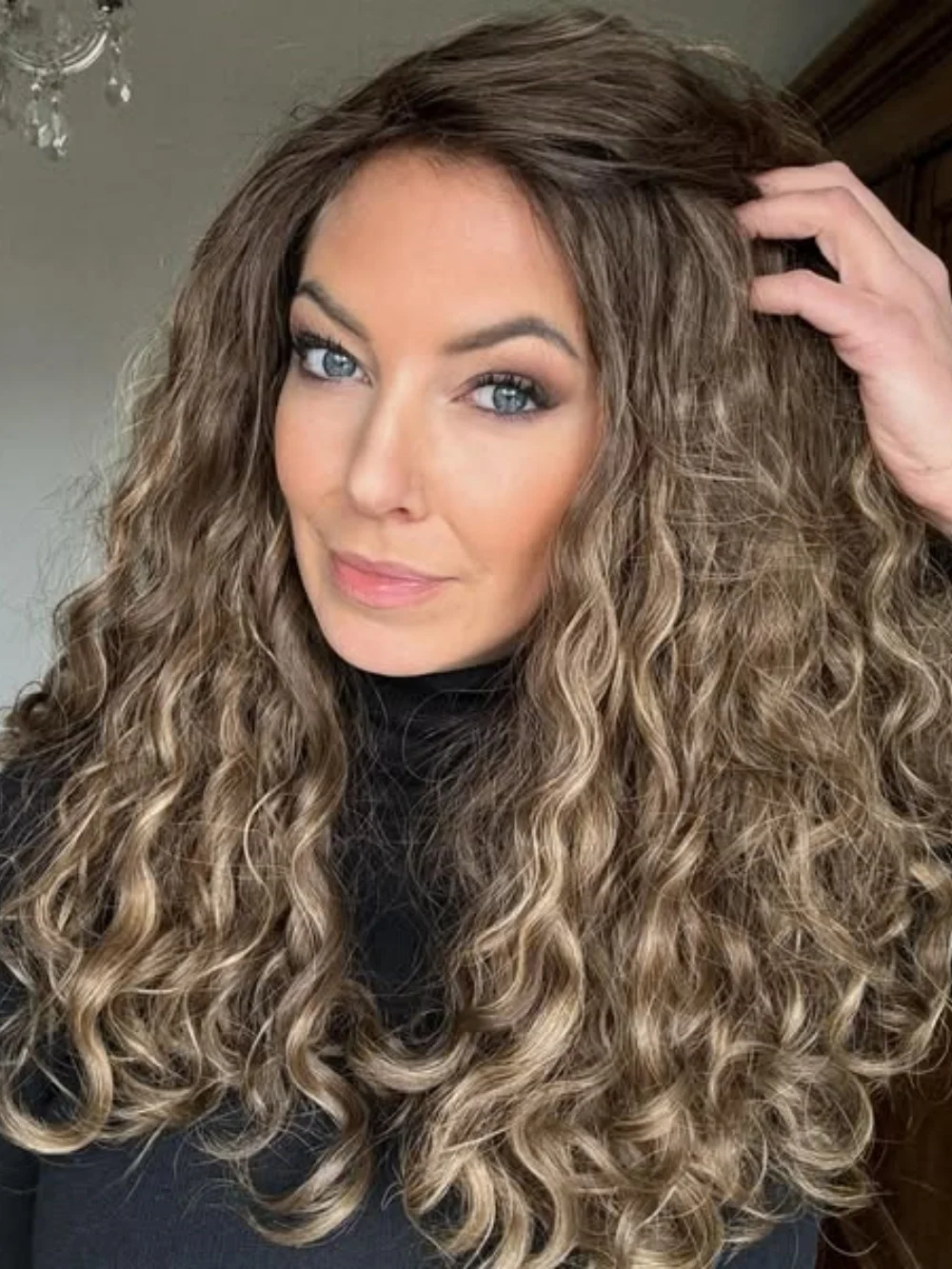 Luxury Frontal Lace Wigs 100% Virgin Human Hair Brunette Brown Highlights Wig Deep Curly Wavy Thick Density Wig 13x6