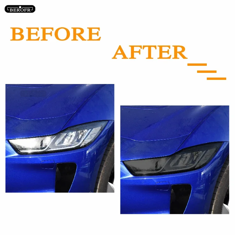 For Jaguar I Pace 2018-On Car Headlight Protective Tint Film Smoke Black Transparent TPU Light Protection Sticker Accessories