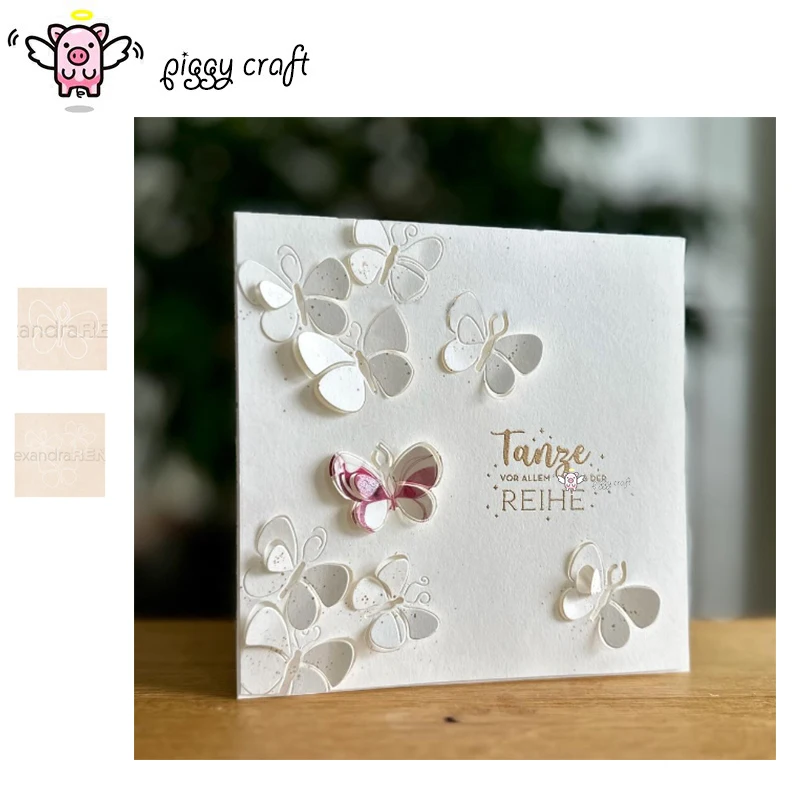 Piggy Craft Metall-Stanzformen, geschnittene Matrizenform, Schmetterlingshintergrund, Sammelalbum, Papierhandwerk, Messerform, Klingenstanzer, Schablonen