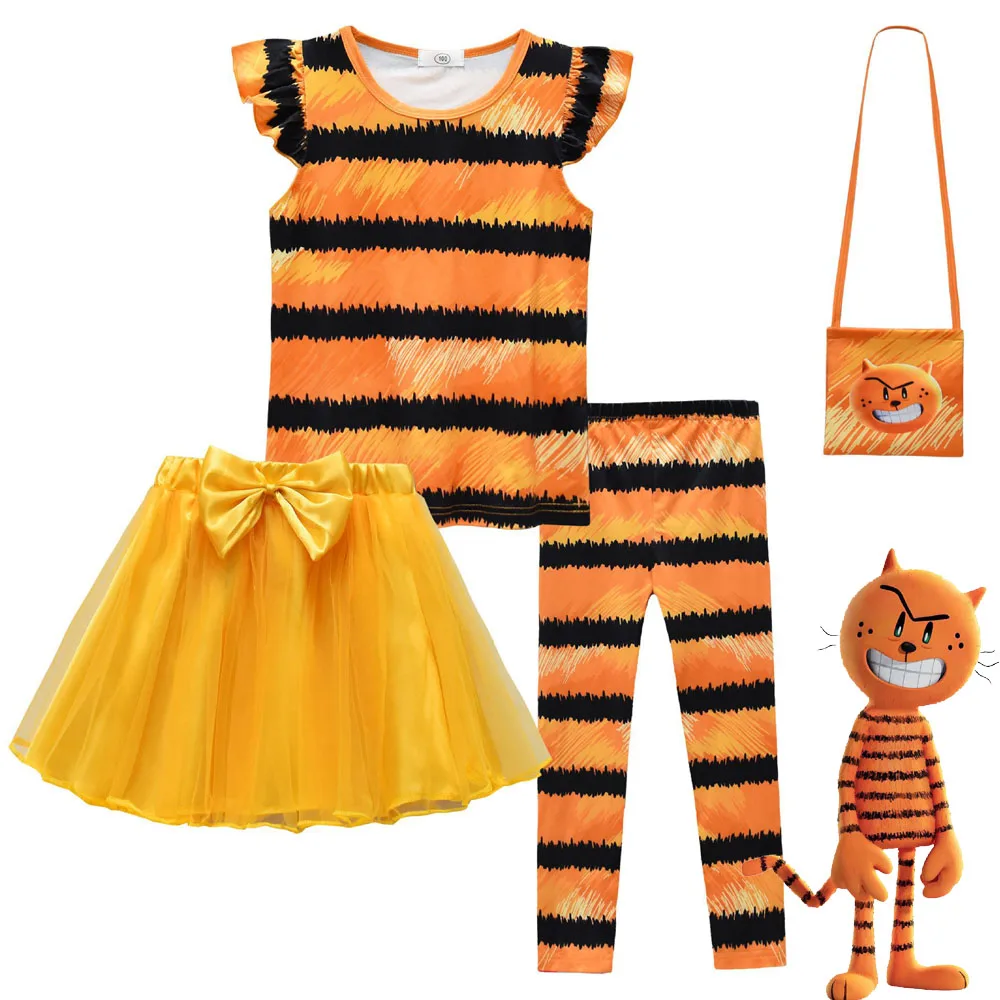 Costume de Cosplay pour enfants, vêtements pour filles, chien et homme, ensemble de carnaval d'halloween, chemisier et jupe, Costume d'été décontracté, Costume de fête