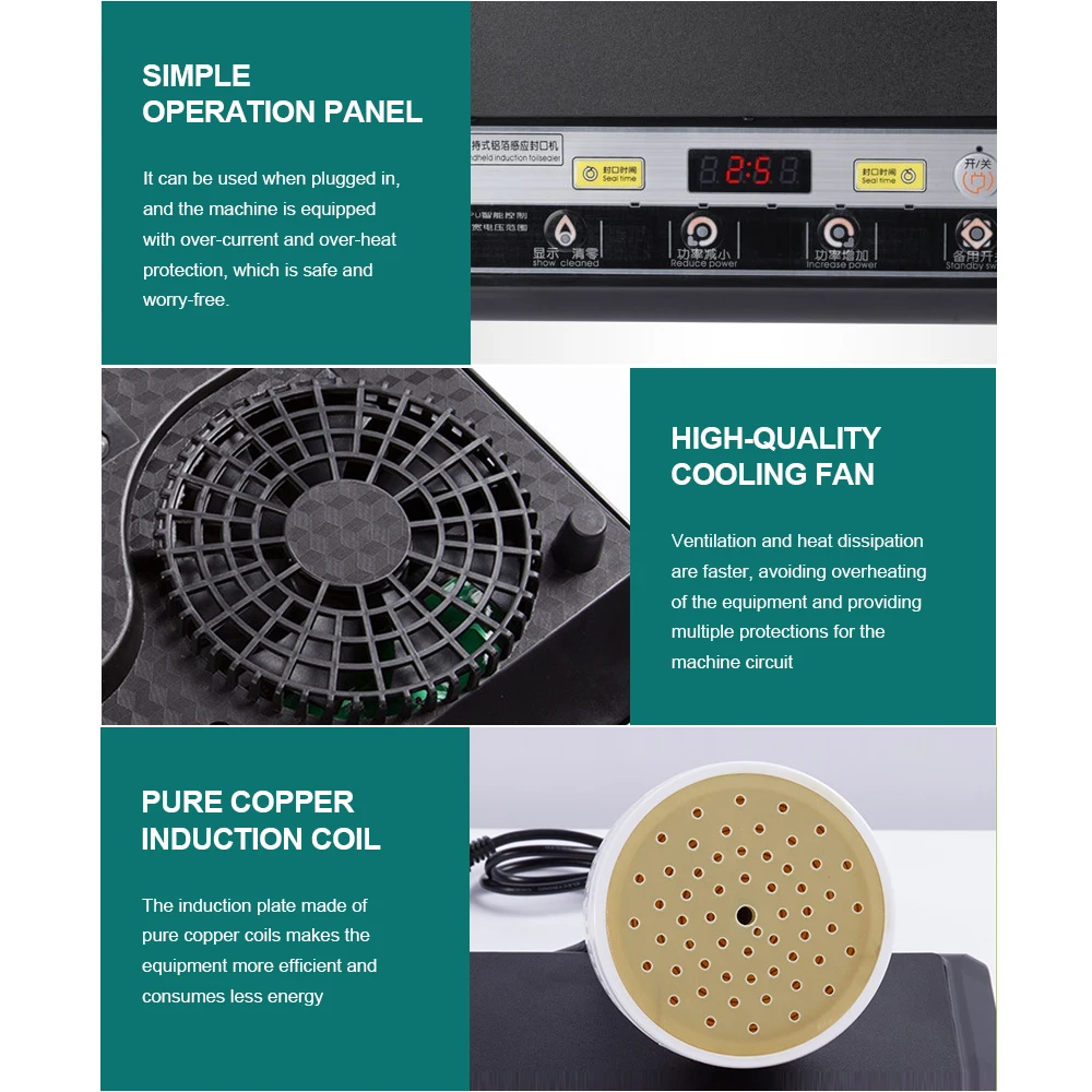 Machine portative de cachetage de Film d'aluminium de bouchon de bouteille de miel d'induction de scelleur de papier d'aluminium pour la joint de bouteille de médecine en plastique