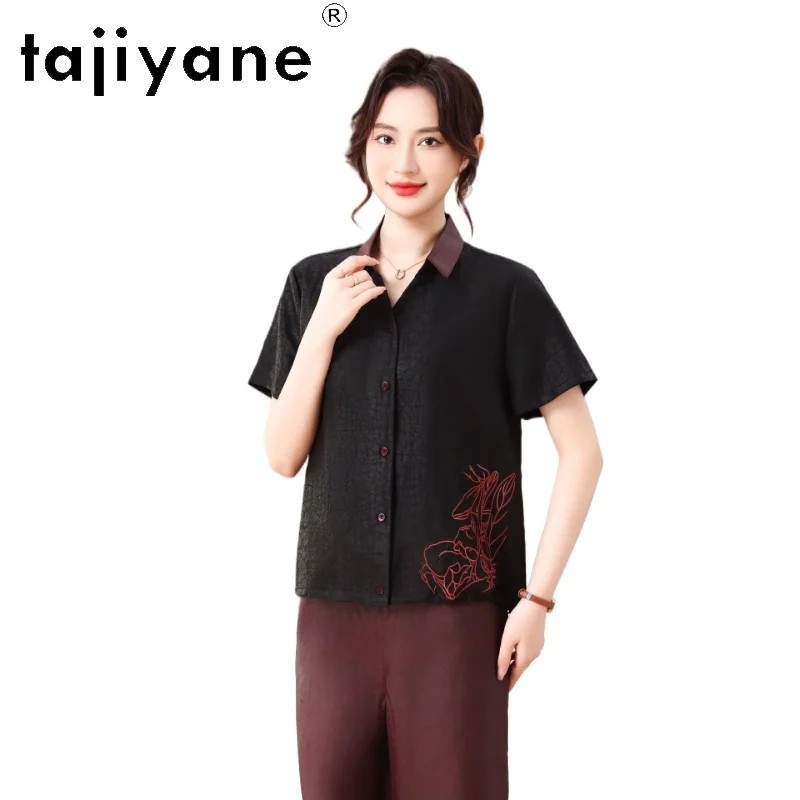 

TAJIYANE 100% Mulberry Silk Shirts for Women New Chinese Style Blouse Elegant Embroidery Summer Tops 2026 Woman Clothes одежда