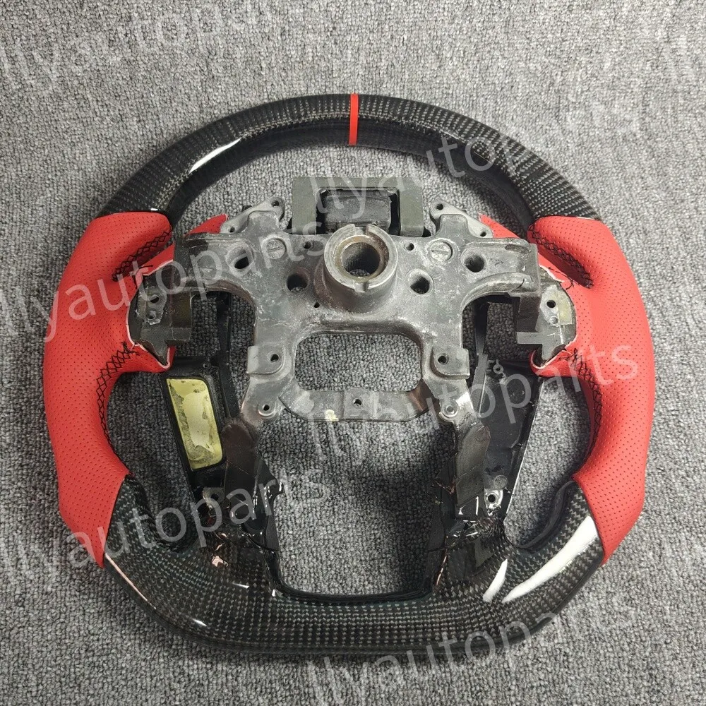 Echtes Carbon-Lenkrad mit rotem Lederbezug für Honda Accord 8. Generation 2008~2012 – Detail 3