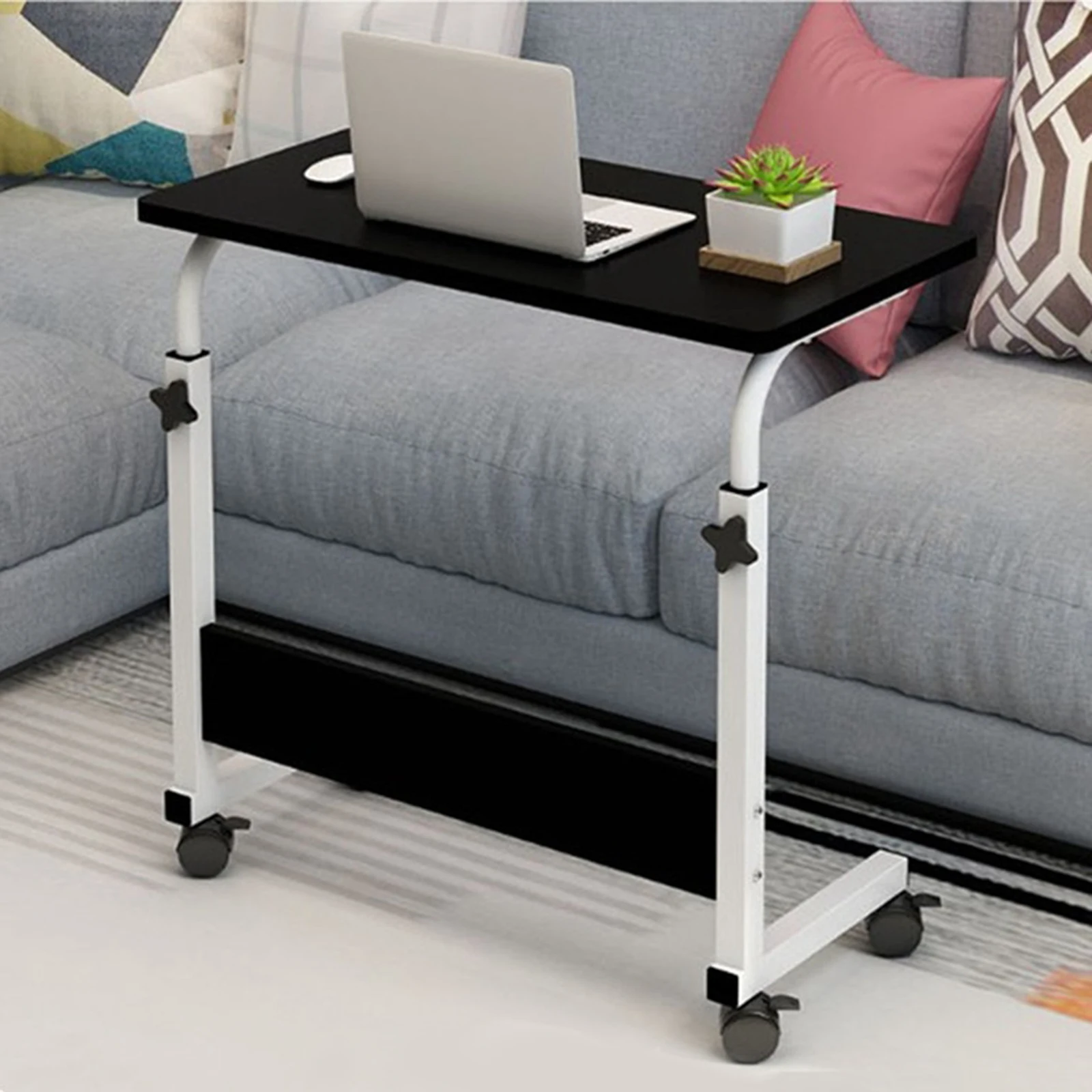 Height Adjustable Portable Standing Desk Mobile Laptop Desk Table Small Computer Desk Work Desk for Bedside