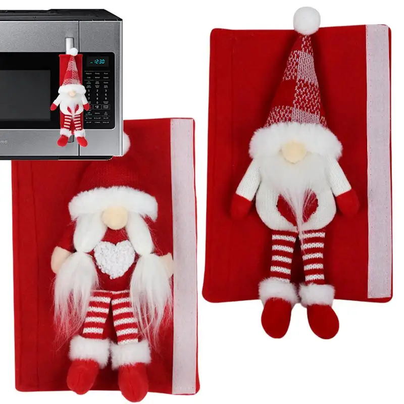 Christmas Refrigerator Handle Covers Set Of 2 Gnome Kitchen Decorations Adorable Appliance Handle Covers For Christmas