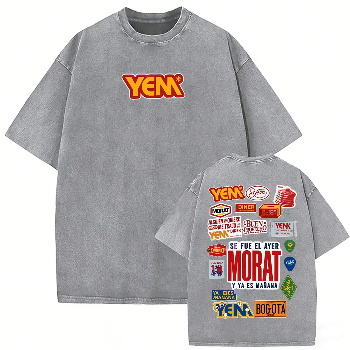 Band Morat Yem Album Logo Vintage Washed T-shirt Unisex Fashion Hip Hop Oversized T Shirts Men Casual Loose High Quality T Shirt