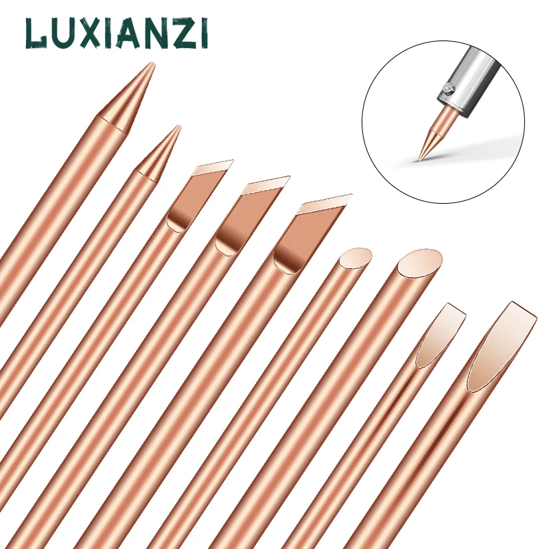 LUXIANZI External Heat Soldering Iron Tip 30w 40w 60w For for external heat soldering irons B C D K Pure Copper Welding Tool