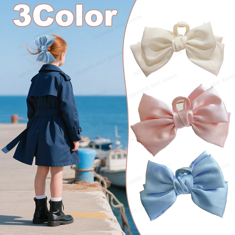 

Bow Hair Claws Clip Large Shark Claw Hair Clips Solid Bowknot Hairpin Barrettes for Ponytail Women Headwear baby accessories