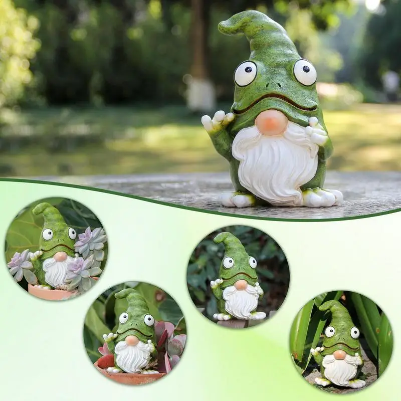 

Garden Gnomes Figurine Decorative Gnome Frog Resin Statue Miniature Faceless Figurine Ornament For Balcony Living Room Backyard