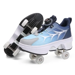 Deformation Parkour-zapatos de patinaje sobre ruedas para niños y adultos, zapatillas deportivas Unisex de 4 ruedas, para Fitness urbano, FSK Quad