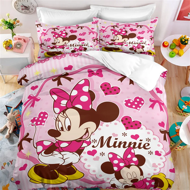 Disney Duvet Cover Sets Mickey Minnie Mouse Quilt Cover Pillow Case Digital Printed Bedding Set Boy Girl