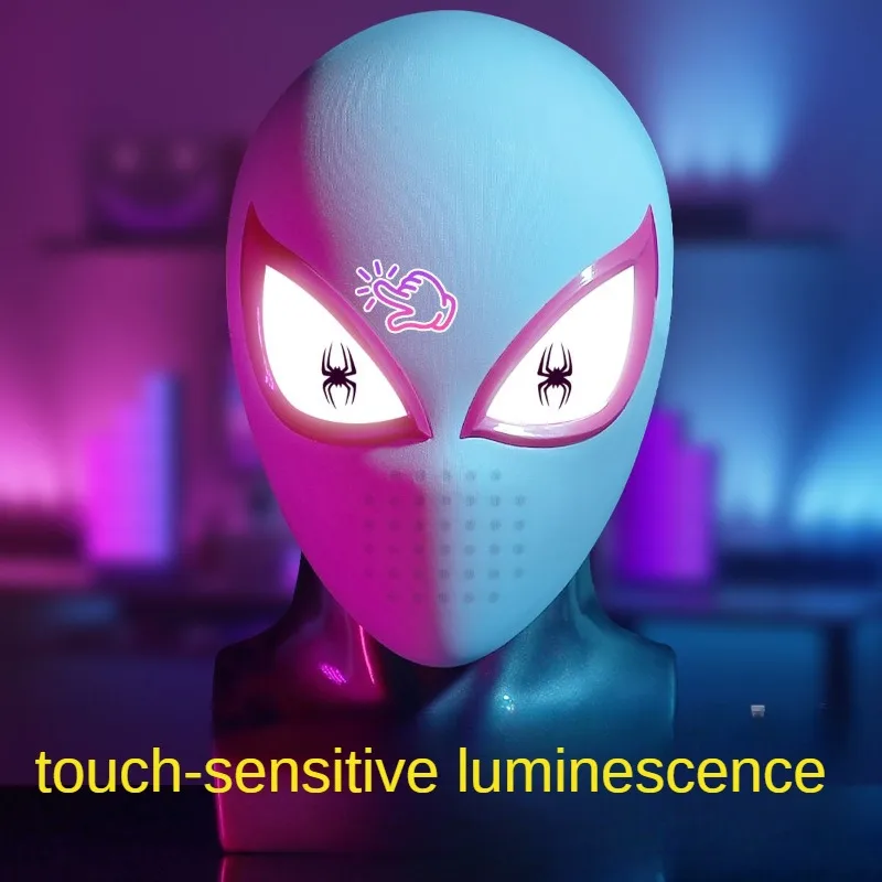 Marvel Spider-Man Mask Miles Spider-Gwen 1:1 Touch Eyes Glowing Role Playing Costume Headdress Toy Boys Girls Children's Gift