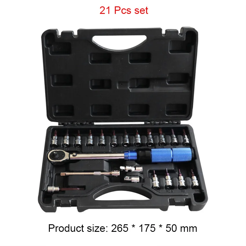 1/4 Preset Torque Wrench Set 2-24Nm Bicycle Torque Wrench 72 Teeth Industrial Grade Adjustable Wrench Motorcycle Repair Tool