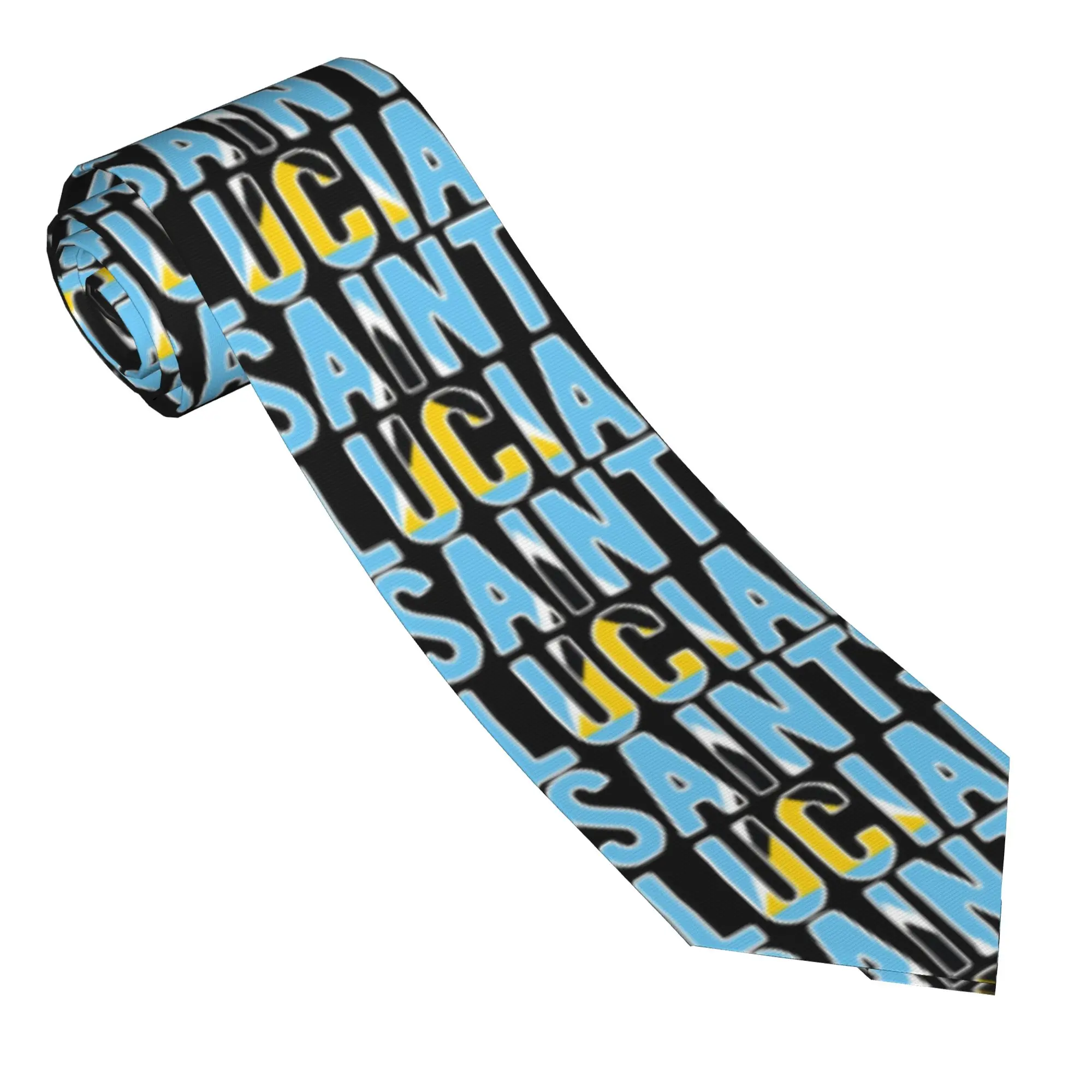Saint Lucia Flag Tie  Custom Neck Ties Cute Funny Collar Tie Unisex Adult Cosplay Party Necktie Accessories