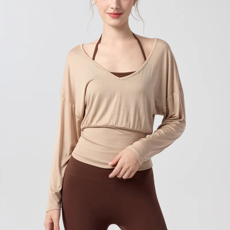 Casual Long Sleeve Yoga Top Light Airy Loose Yoga Top Slim Stretch Pilates Yoga Top Athleisure Thin Workout Tee For Women