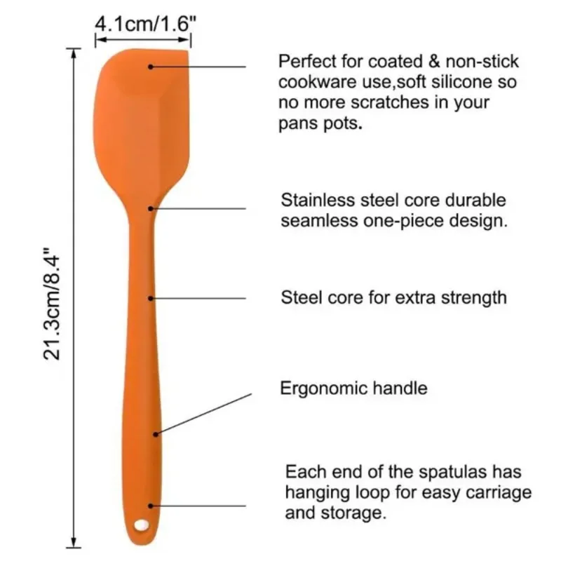 Silicone Spatulas, Heat Resistant Rubber Spatula Non-Stick Cake Spatula Tool Spoon Spatula for Cooking, Baking