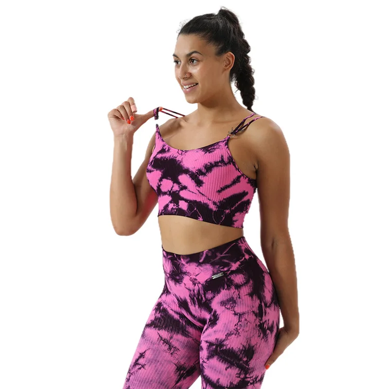 Next Skin Seamless High Elastic Tie-dye Moisture Wicking Yoga Suit Running Sport Tights Fitness Suit Women Plus Size Suit