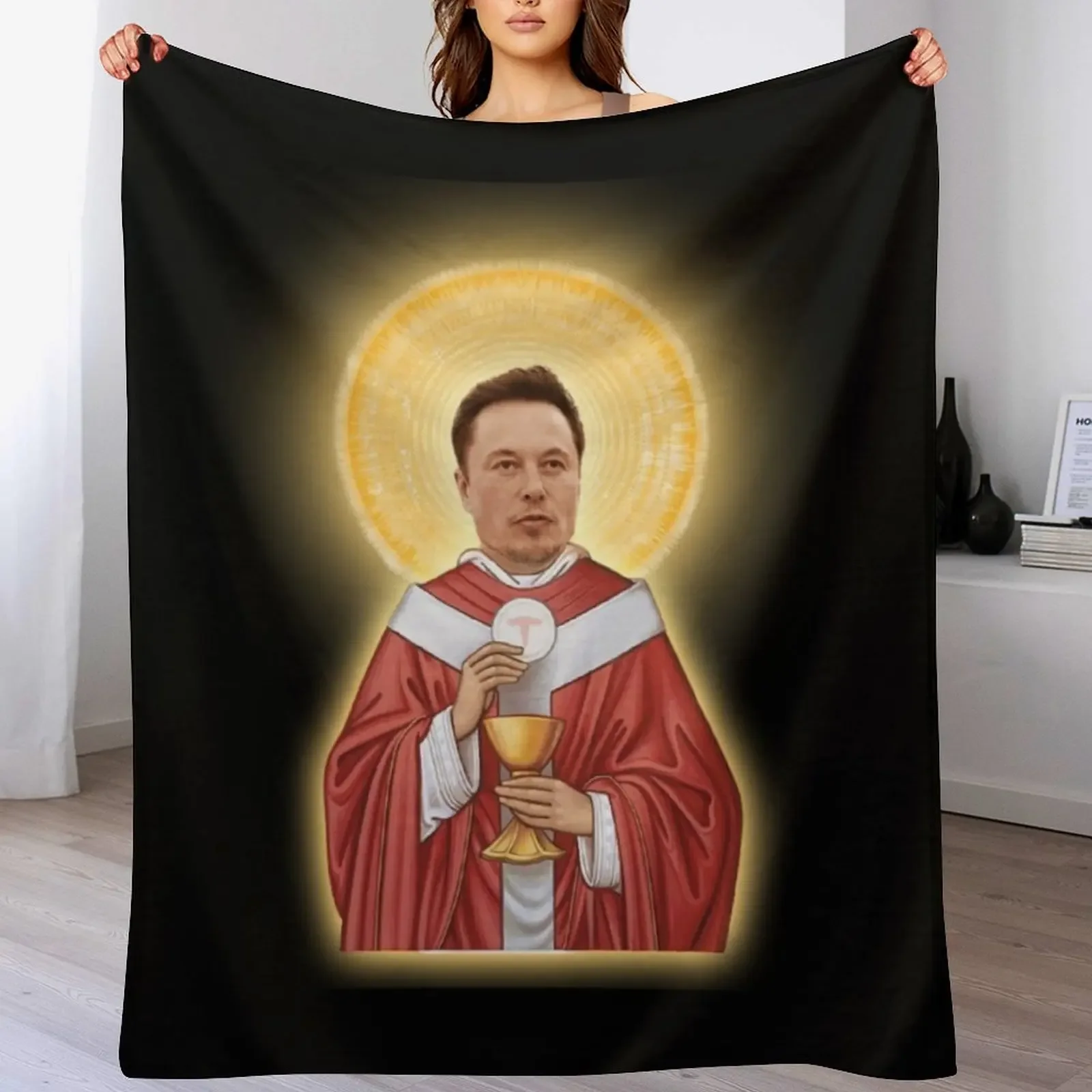 

Elon Musk as Jesus Throw Blanket Kid'S Weighted for winter Cute Blankets