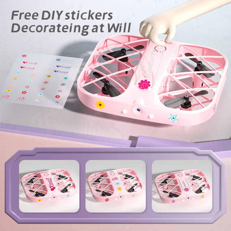 H107 Pink Mini Drone 8K High-definition Aerial Photography Remote Control Plane Drone Small Quadcopters Toy for Boys Girls Gift