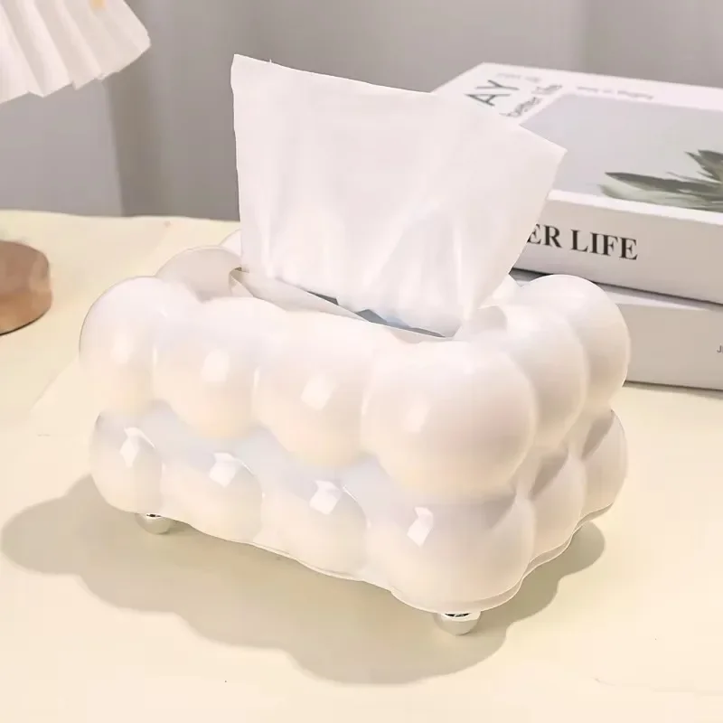 Cute Cotton Candy Tissue Box Plastic Paper Drawer Napkin Storage Box Home Bathroom Disposable Face Towel Cover Dispenser Case