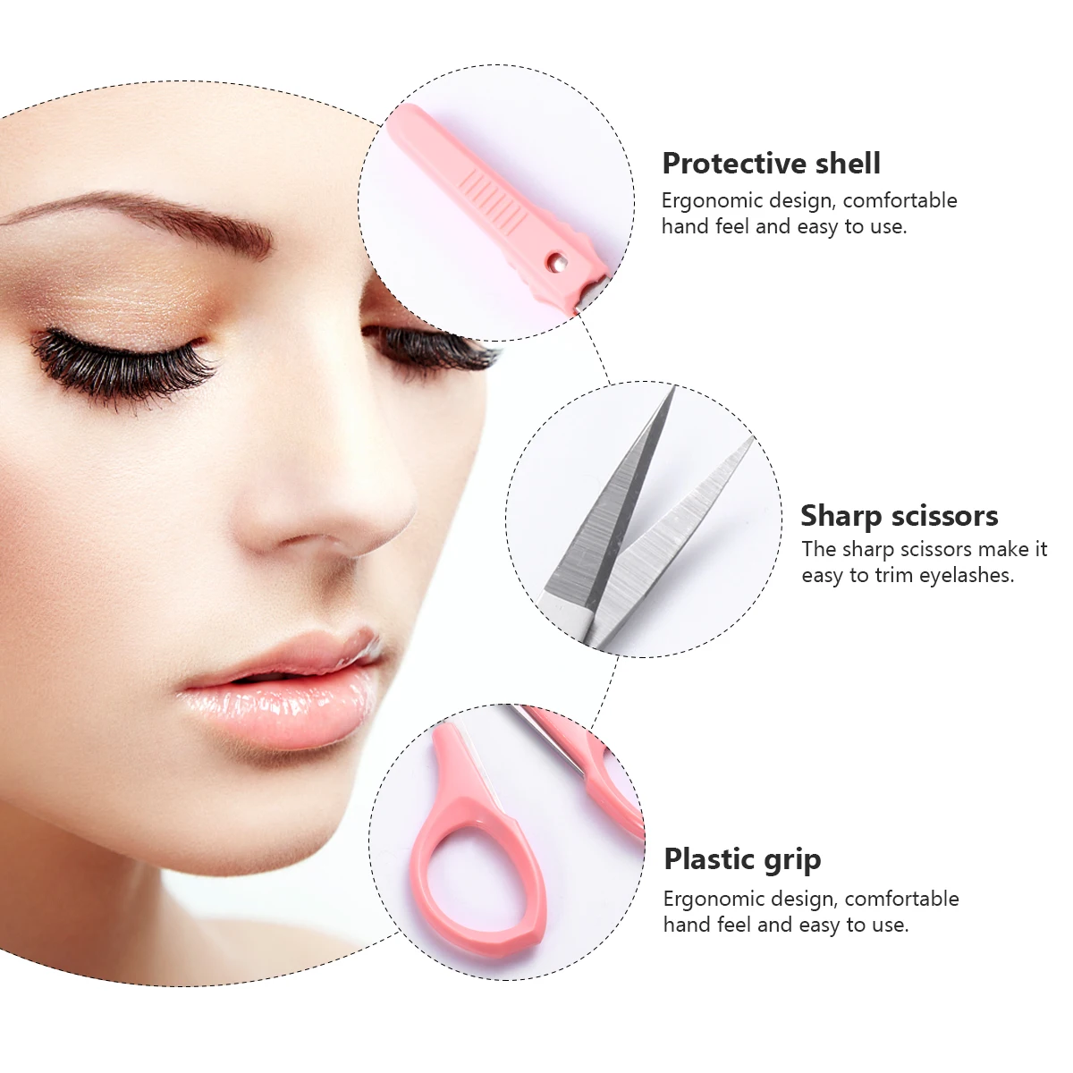 3Pcs Stainless Steel Eyebrow Eyelash Nose Hair Trimmer Set Portable Beauty Tools for Travel Home Salon Use Pink White Blue