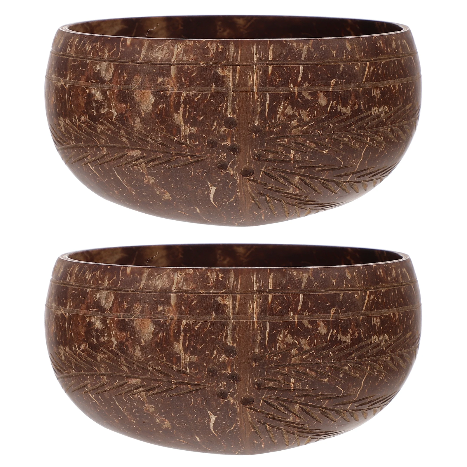 

2Pcs Coconut Shell Salad Bowls Material Large Capacity Fruit Vegetable Food Serving Mixing Bowl Home Hotel Use