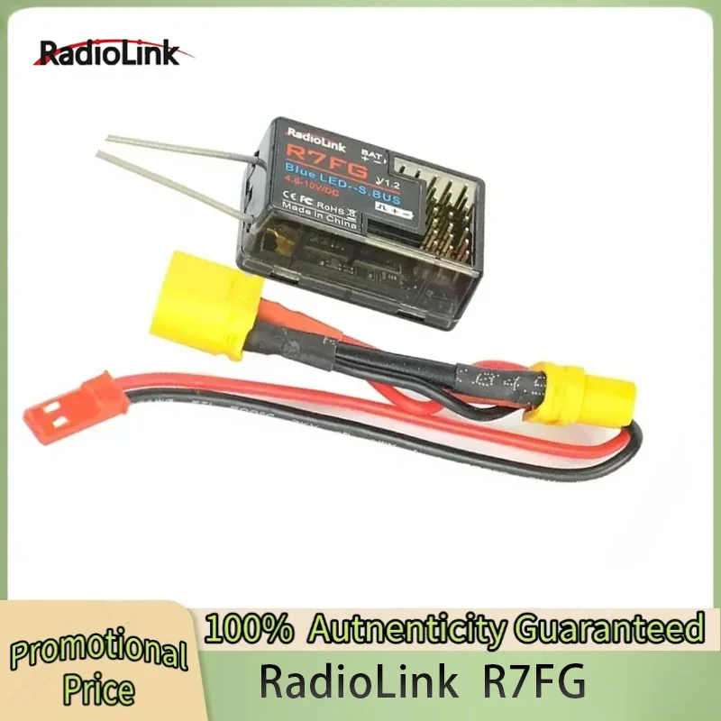 

RadioLink R7FG 2.4GHz 7CH Dual Antenna Reciever High Voltage Integrated Gyro Version for Radiolinks RC6GS RC Transmitter
