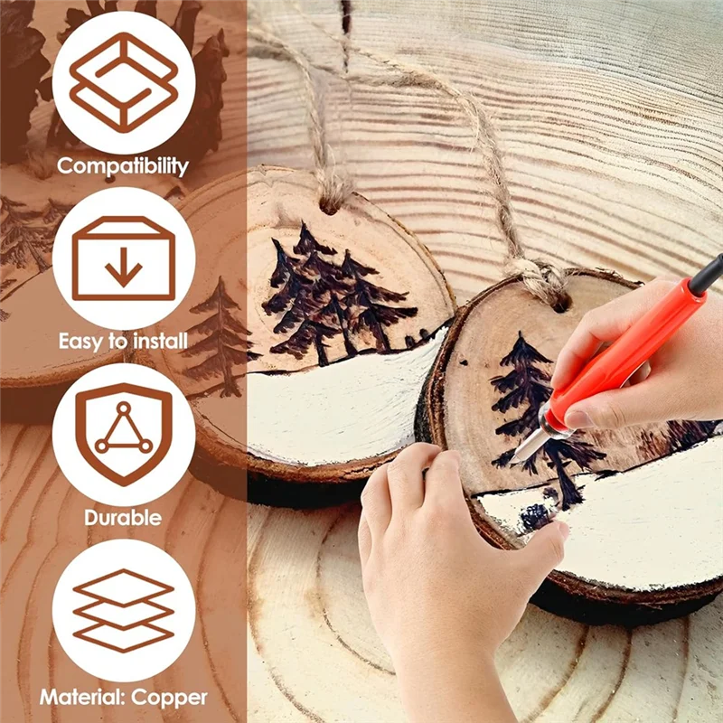 AF95-Set punte per legna, 26 lettere Kit punta per legna Numero di lettere in rame Stencil per saldatore Spina americana