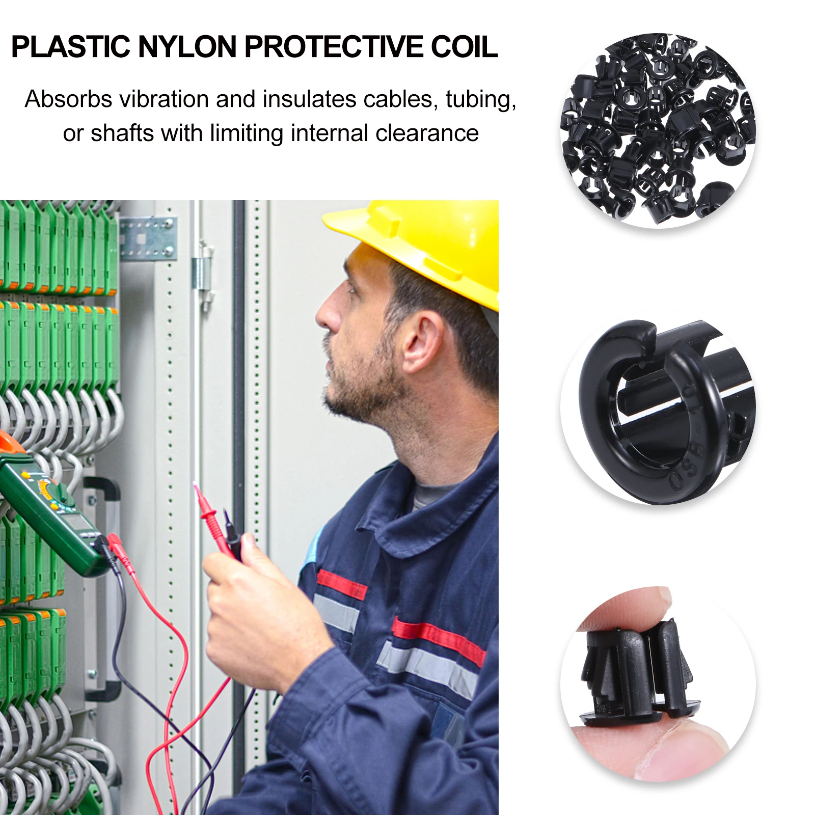 

100Pcs Protective Grommet Nylon Cable Snap Bushing Insulation Wire Protector for Cables Tubing Vibration Absorption Easy Install