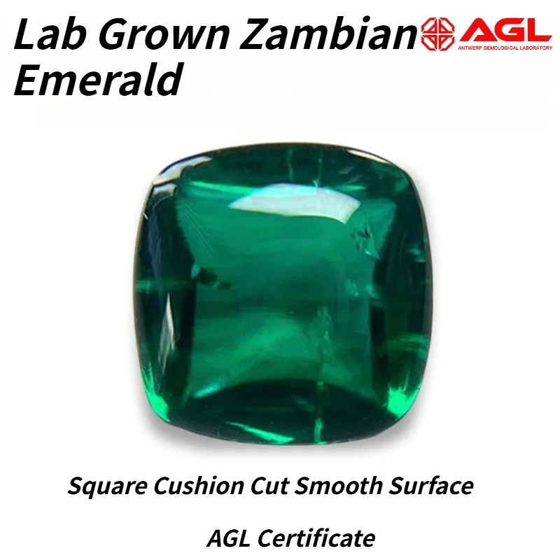 

cLab Grown Zambian Emeralds for Jewelry Making Square Cushion Cut Smooth Surface with Natural Inclusions Cracks AGL Certified