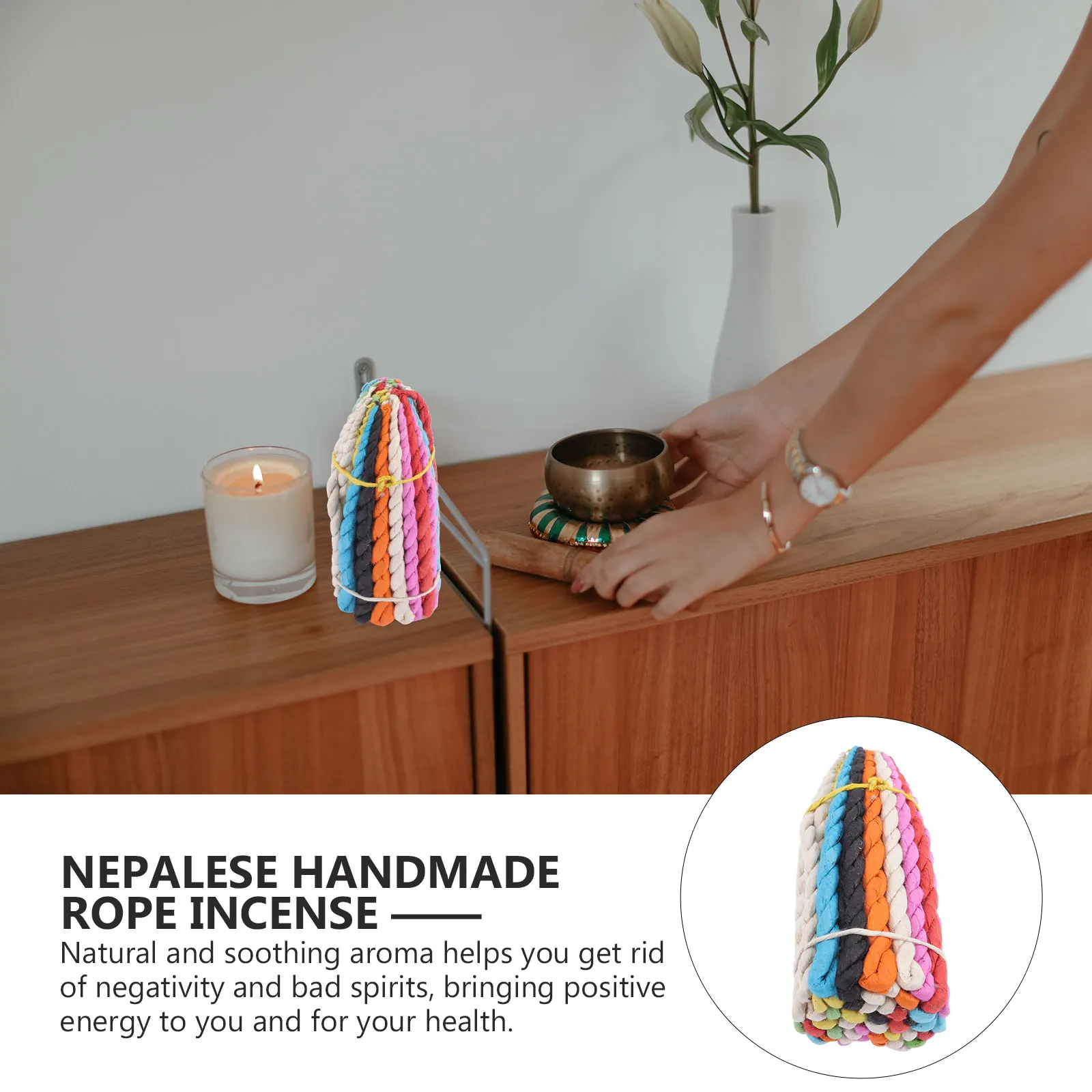 

1 set 1 Set Rope Premium Cotton Temple String For Meditation Yoga Spa Therapy Nepal Sage Rope Incense Fresh Air Incense