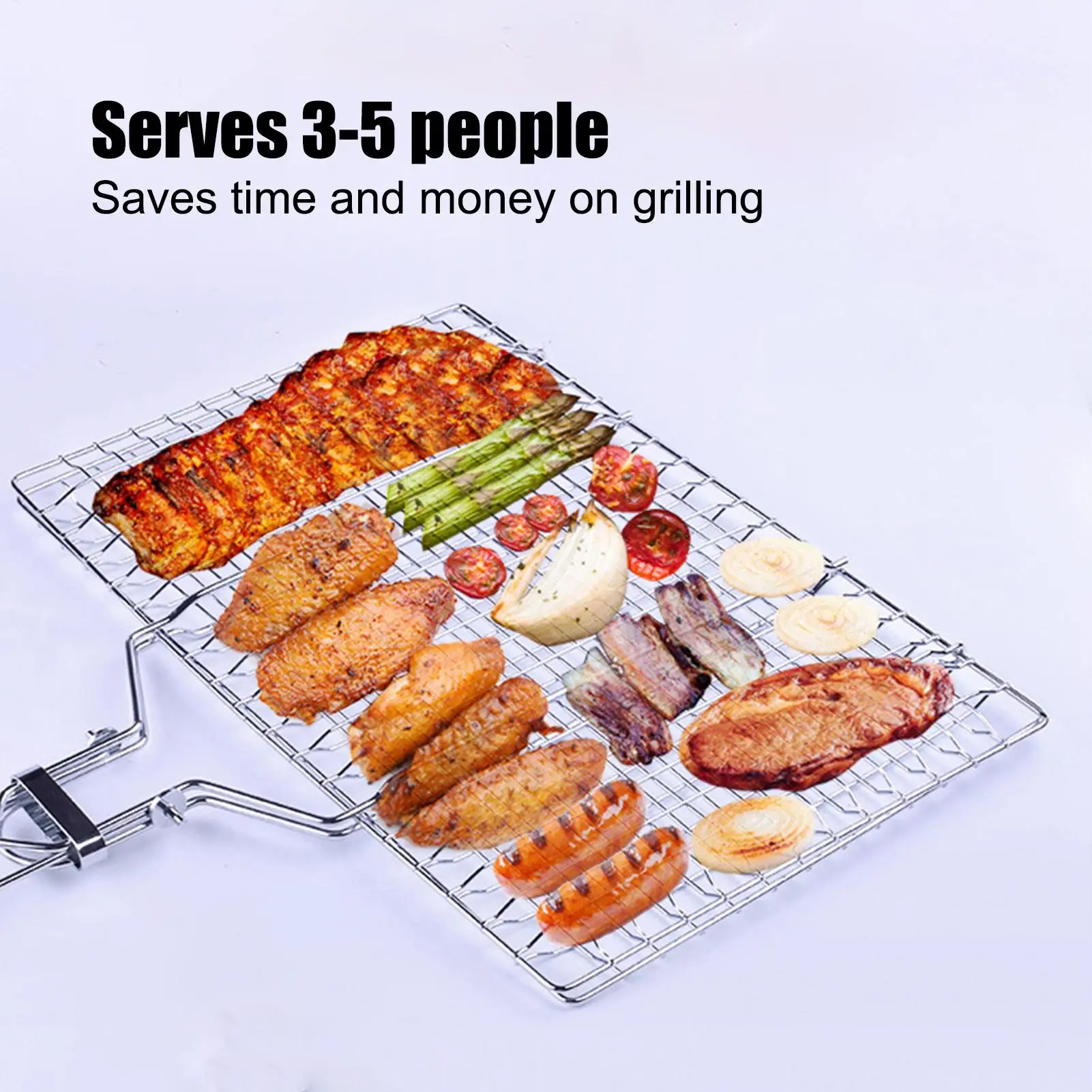

BBQ Grill Basket Portable Grill Basket For Veggies Multi-functional Cooking Tools BBQ Accessories Foldable Barbecue Cage For